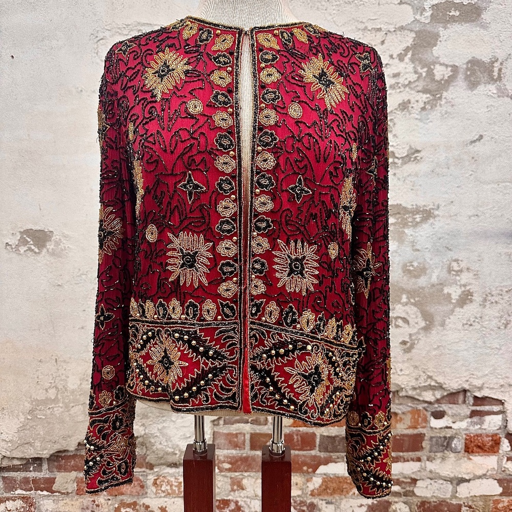 1994 Papell Boutique Evening Wear Beaded Jacket Size 10